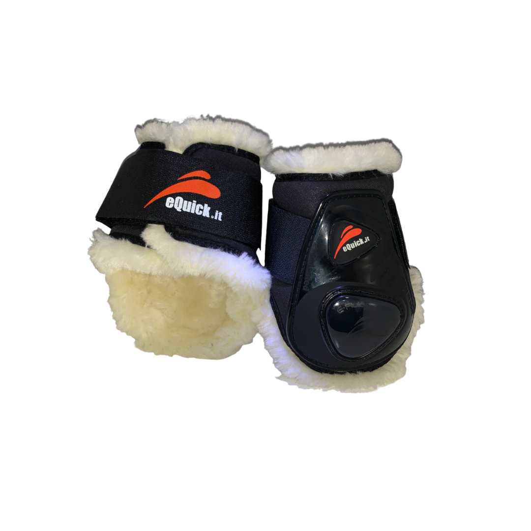 eShock Legend Rear Velcro Fluffy Fetlock Boots - Black
