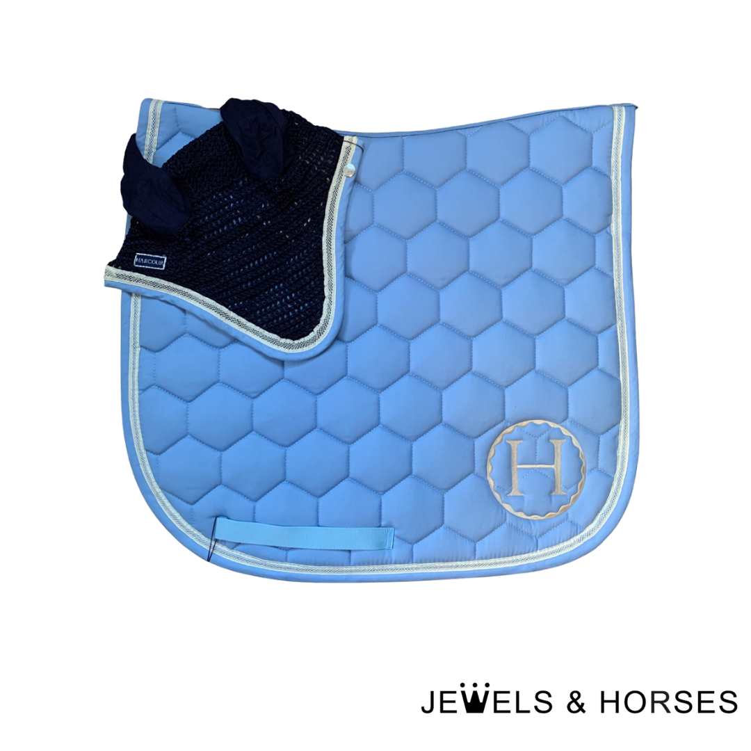 Harcour France Saddy Saddlepad Set with Fleur Fly Veil - Blue