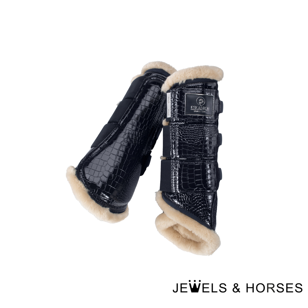 Eskadron Tendon Boots - Platinum Croco Fauxfur Tendon Boots - Navy