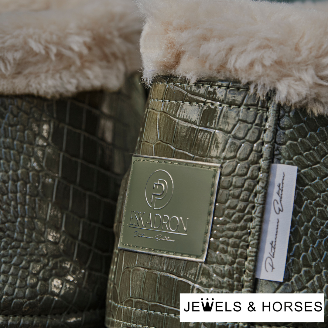 Eskadron Platinum Croco Fauxfur Bell Boots - Ash Green