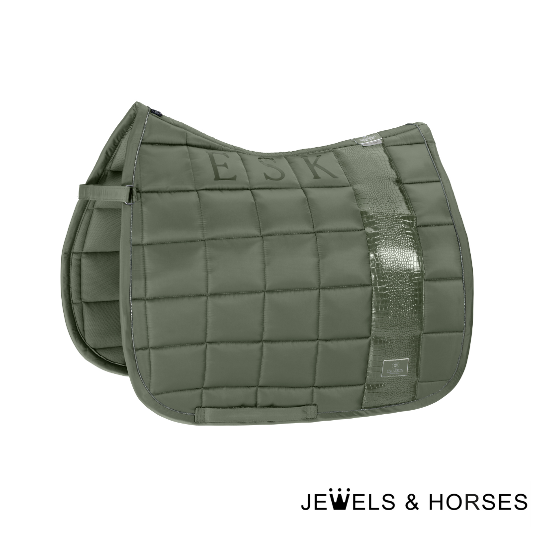 Eskadron Platinum Big Square Glossy Saddle Pad - Green Ash