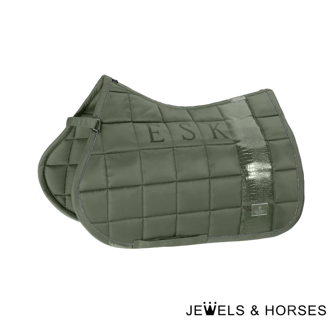 Eskadron Platinum Big Square Glossy Saddle Pad - Green Ash