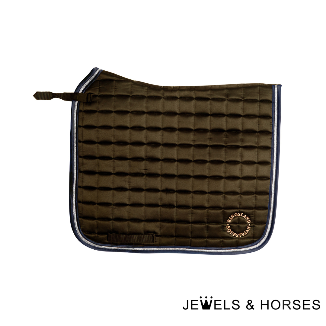 Kingsland KL Selena Satin with Lurex Piping Saddlepad & Sienna Fly Veil Set - Green Black Ink