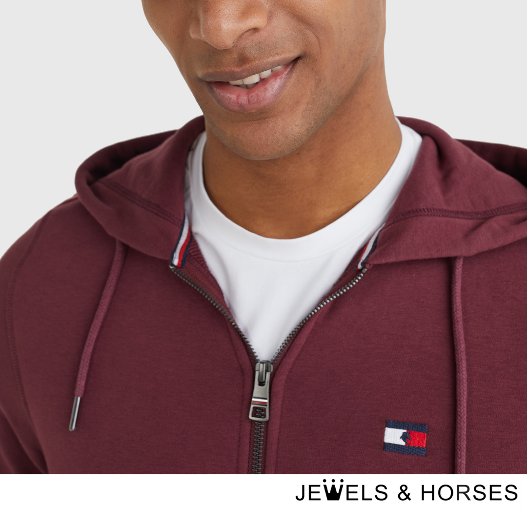 Tommy Hilfiger Equestrian Men's Zip-thru Hoody Style - Rouge