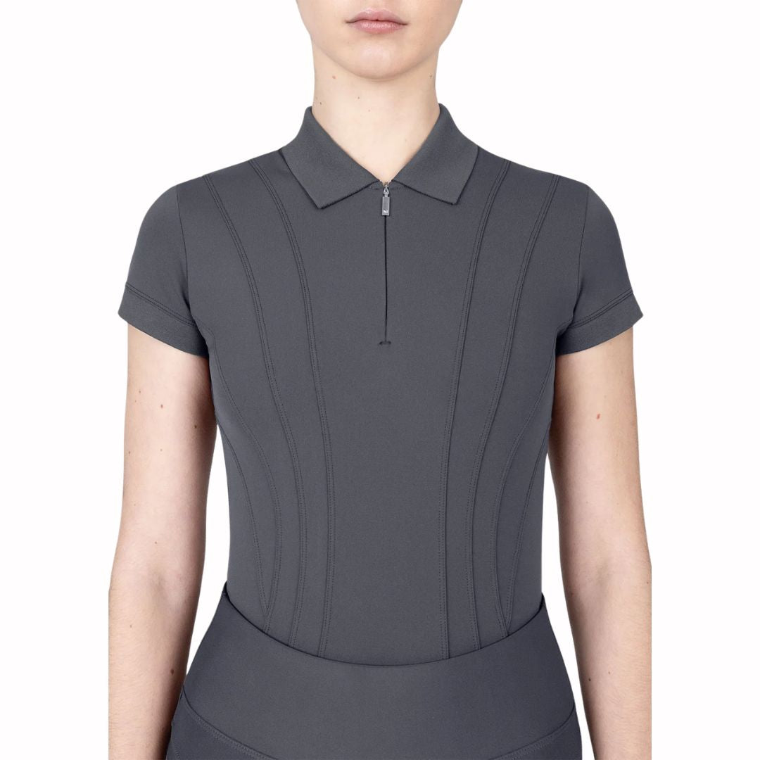 Maximilian Women Arc Short Sleeve Polo Shirt (Graphite)