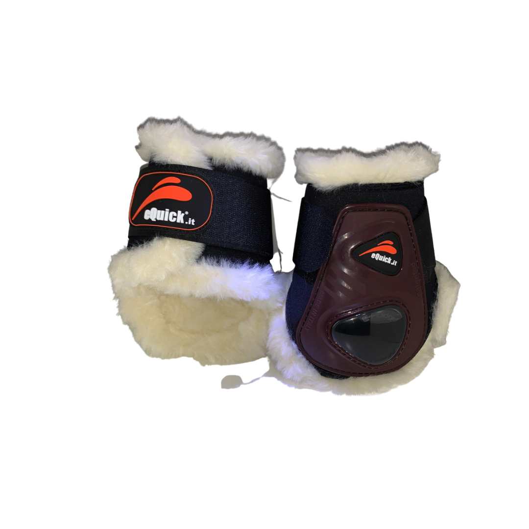 eShock Legend Rear Velcro Fluffy Fetlock Boots - Brown