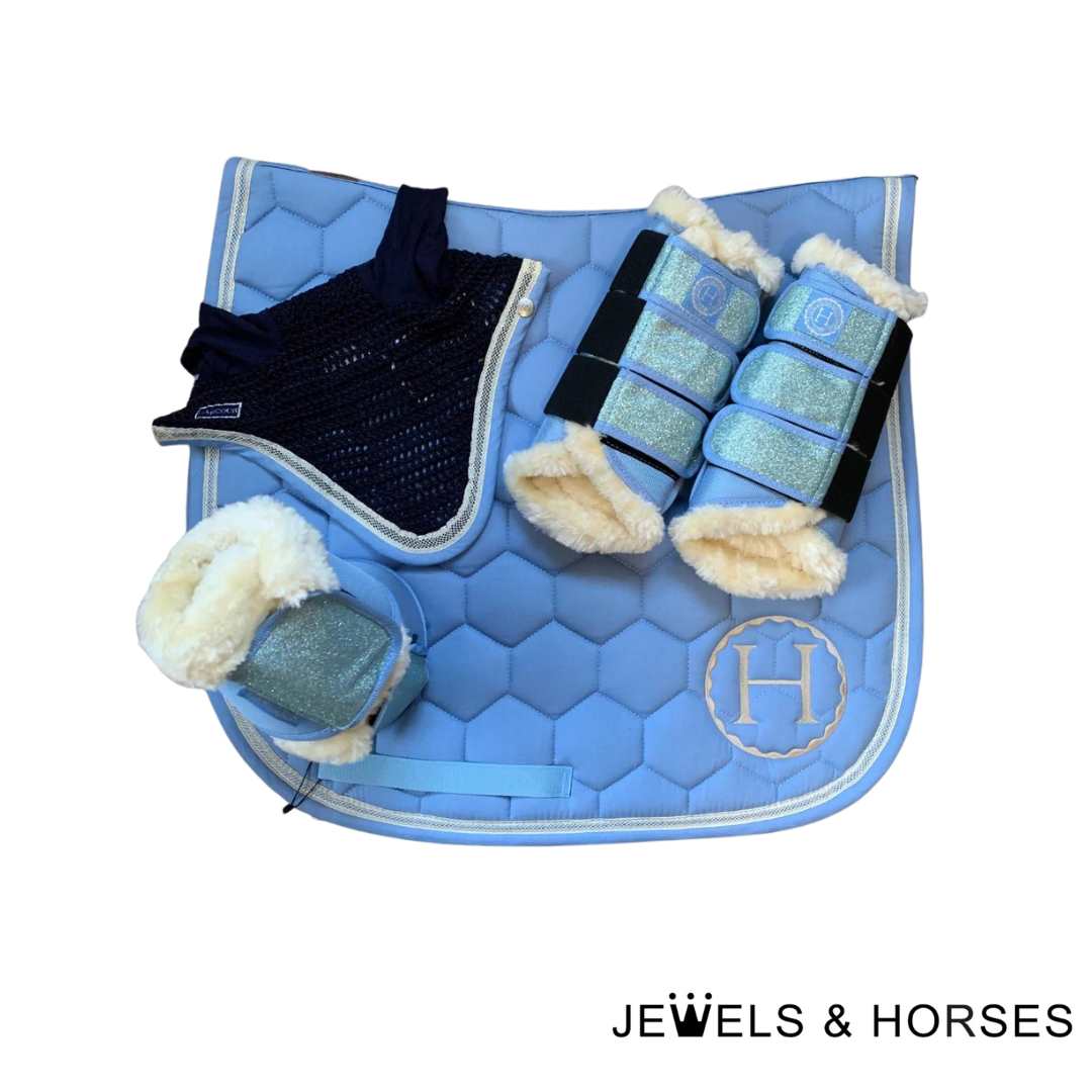 Harcour France Saddy Saddlepad Set with Fleur Fly Veil - Blue