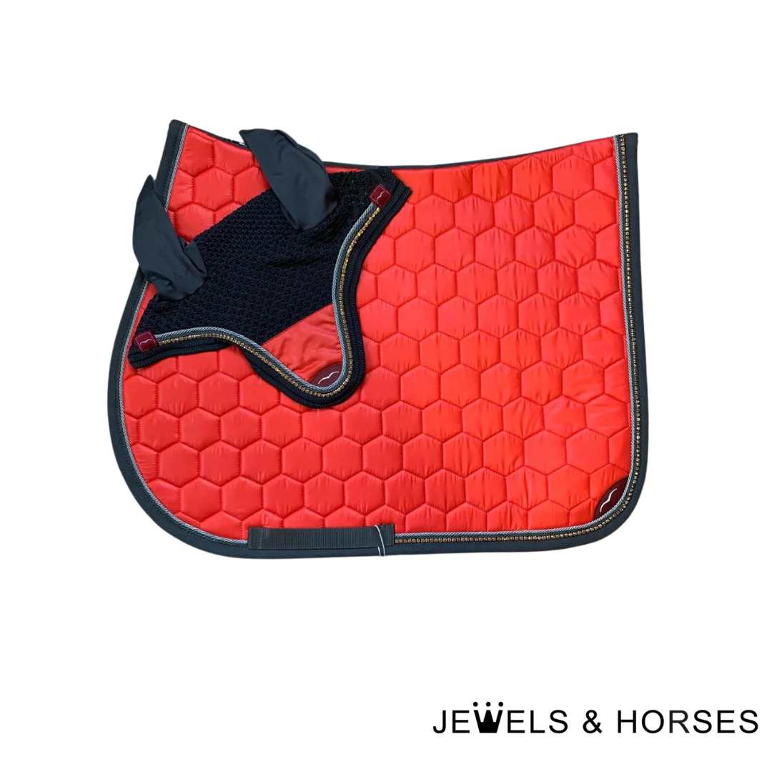 Animo Weniz Jump Saddlepad & Ceniz Competition Ears -  Red Set