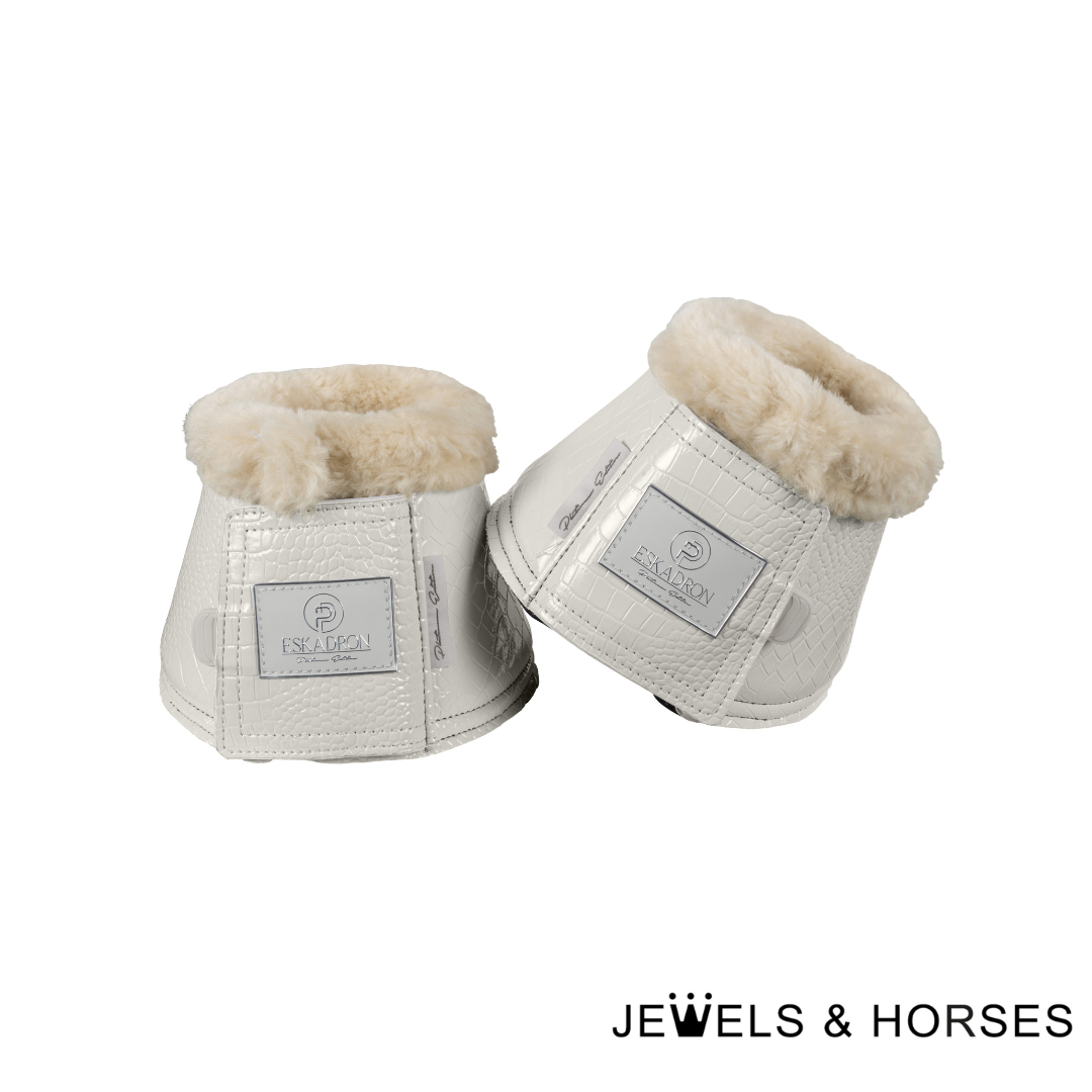 Eskadron Platinum Croco Fauxfur Bell Boots - Pearl Grey