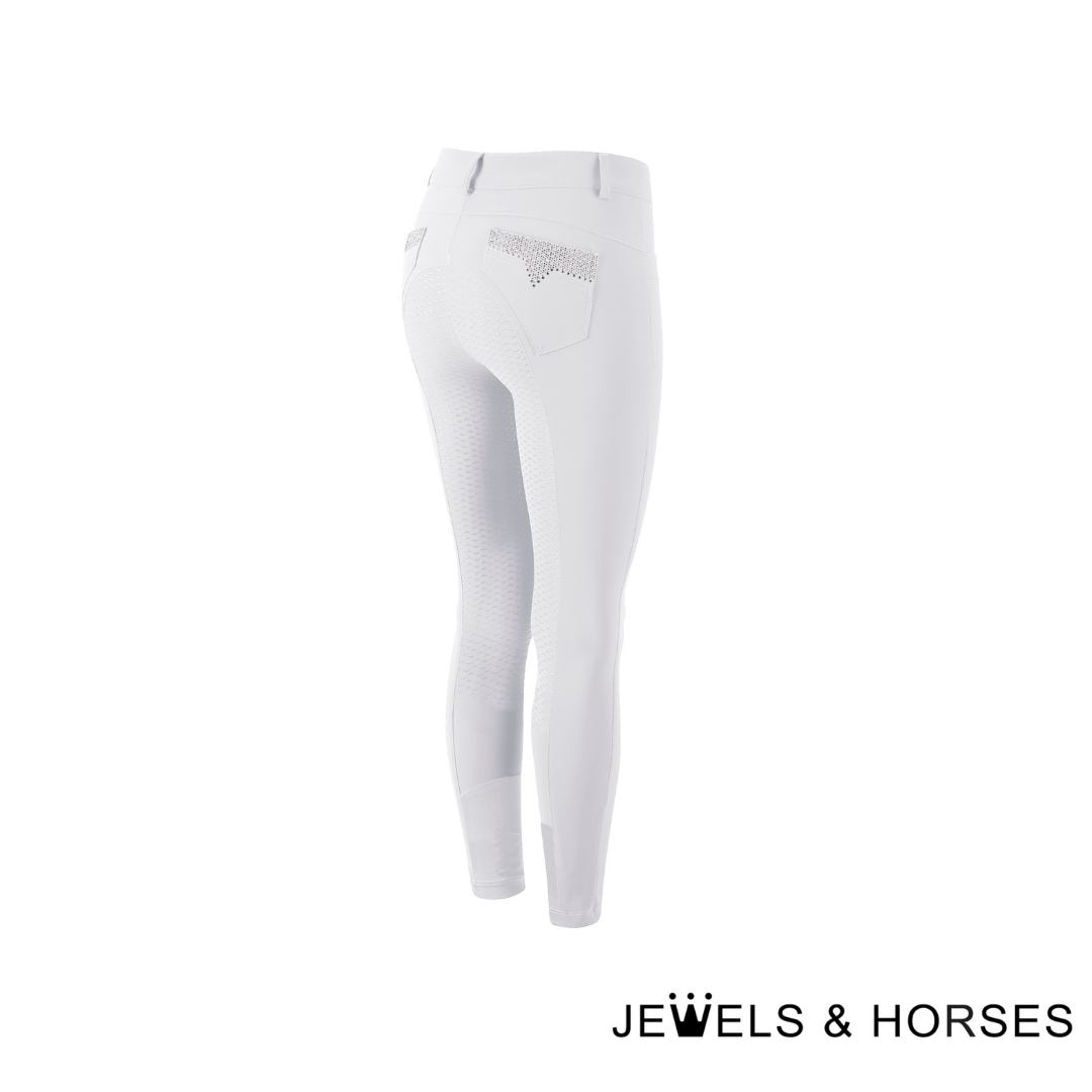 Animo Breeches - Nersus Womens Full Seat Competition Breeches - Bianco White