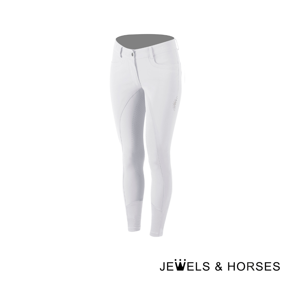 Animo Breeches - Nersus Womens Full Seat Competition Breeches - Bianco White