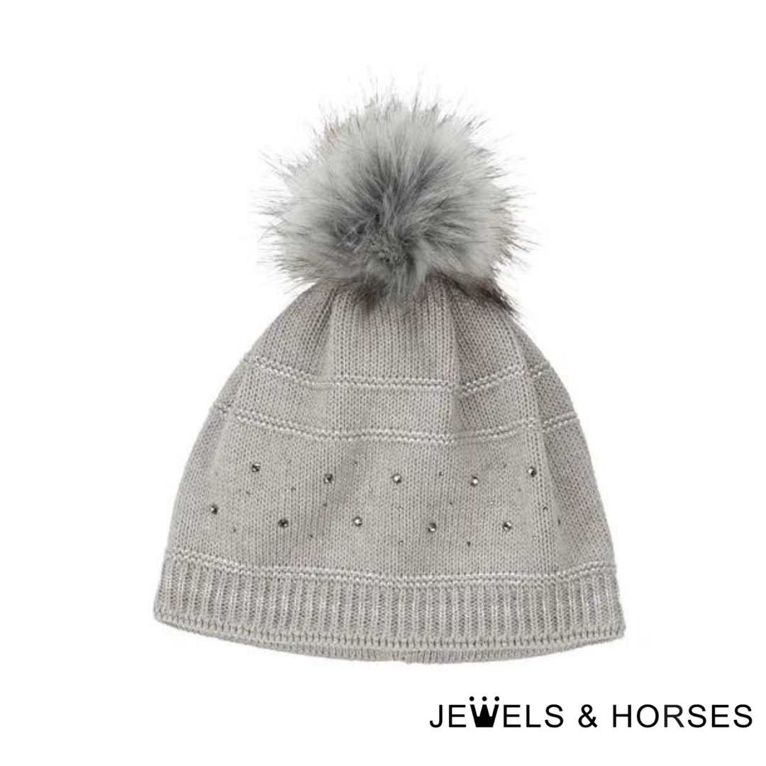Pikeur Bobble Hat - Grey with Silver Gems